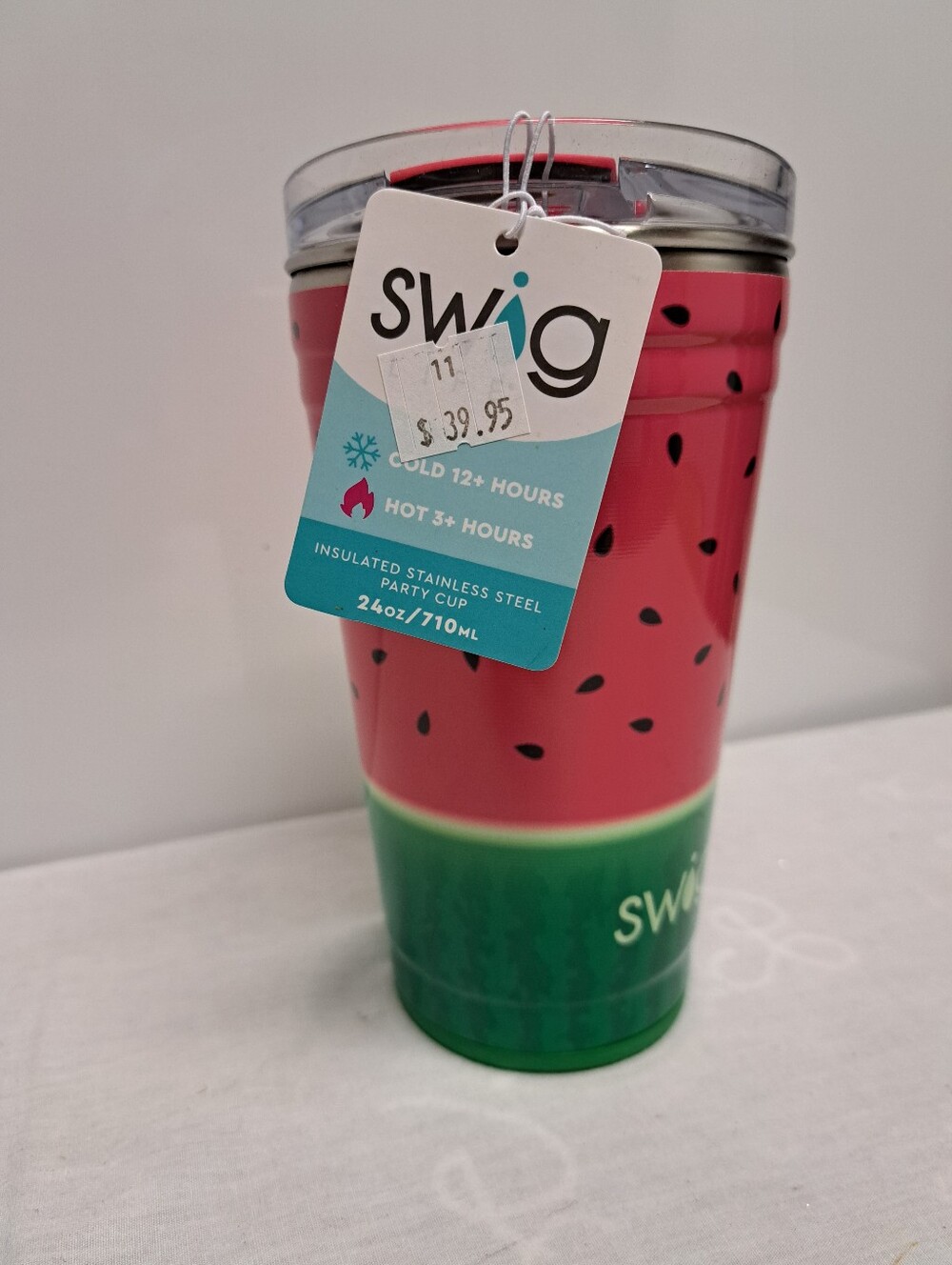 Swig Insulated Watermelon Travel Tumbler - Pink/Green